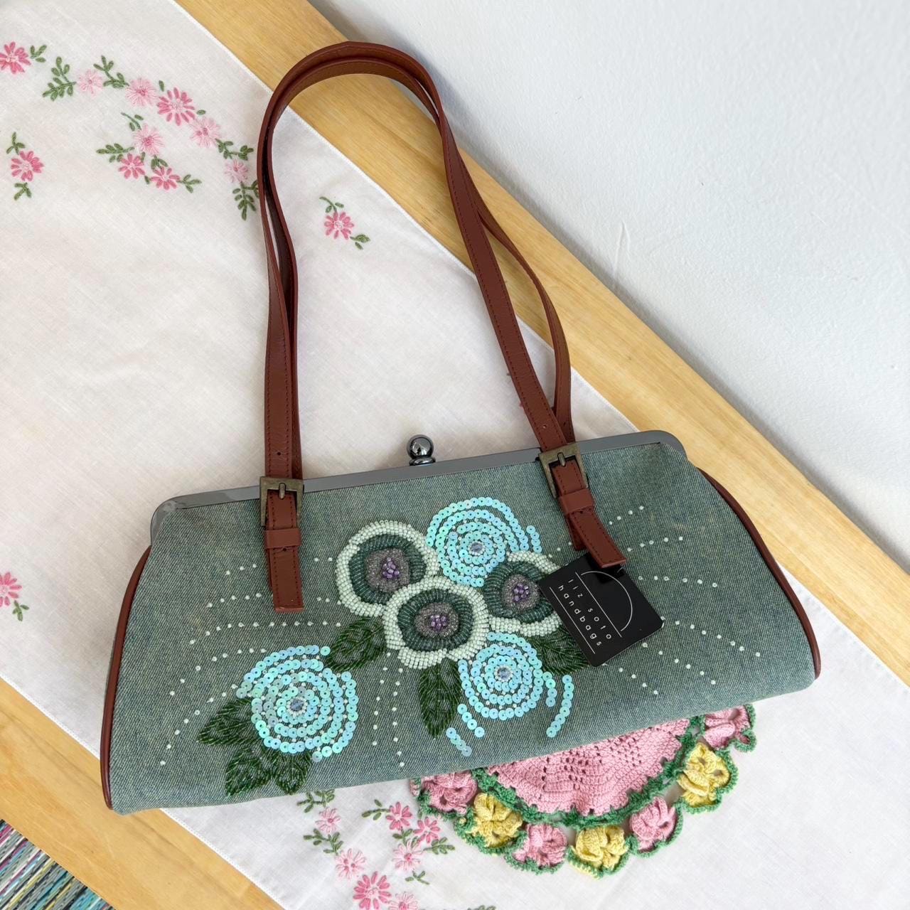 Liz Soto Leather Mini Backpack Crossbody Bag Floral Embossed Burgundy Liz Soto Lori Sling Bag - Stone main image 2