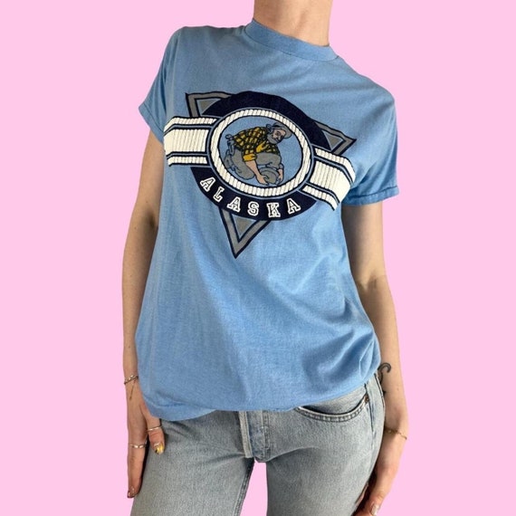 Vintage 80s Alaska Miner Single Stitch T-shirt Si… - image 1