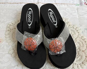 Y2K platform rhinestone basketball flip flops by Lilypad size 8