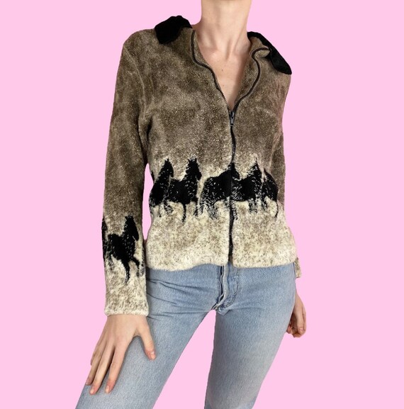 Dark Y2K Fuzzy Cropped Statement Jacket