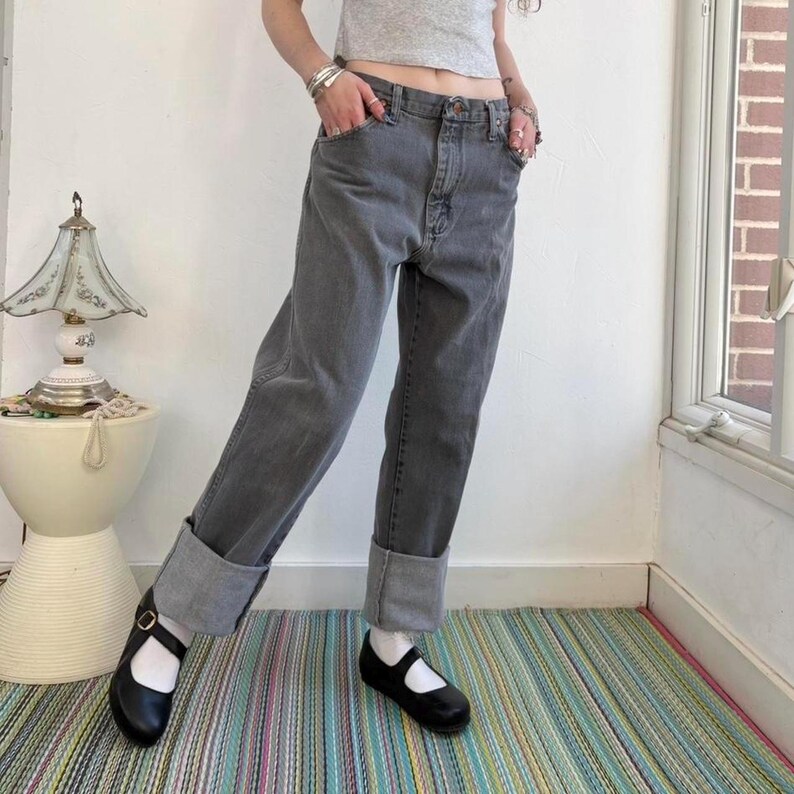 Vintage faded grey wash western jeans by Wrangler W30/31 image 2