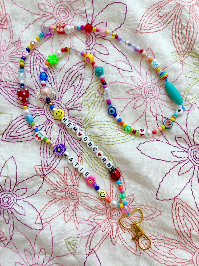 Customizable Badge Holder, Teacher Badge, Nurse Badge, Gifts for Nurse, Beaded Lanyard, Beaded Necklaces, Custom Keychains image 7