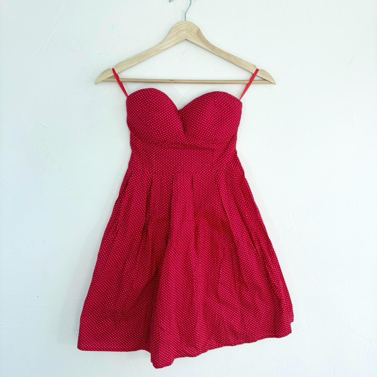 open lace back dress Faith Red Polka Dot Strapless Mini Dress - 12 main image 1