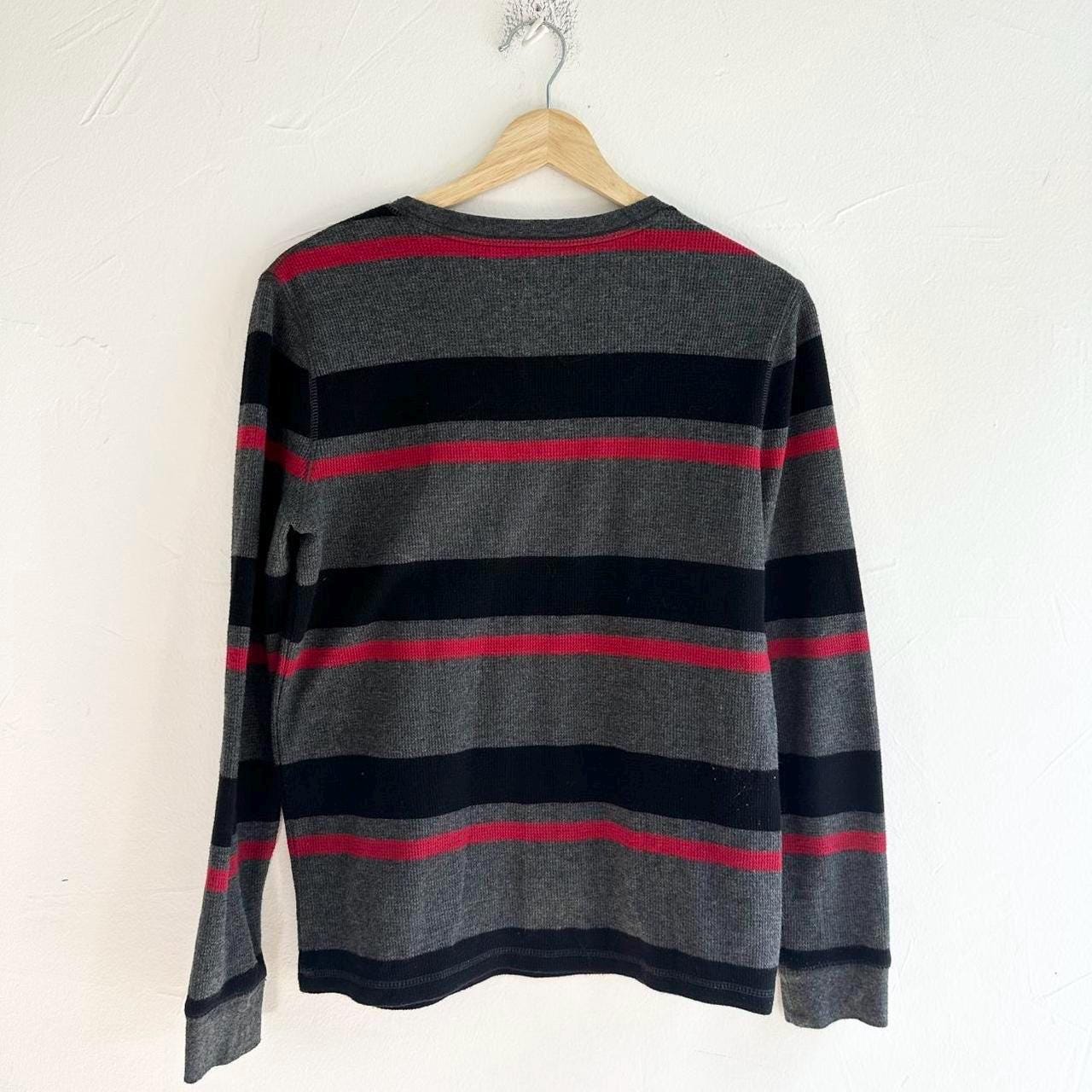 Y2K Black Grey Red Striped Thermal Shirt Size Small Medium - Etsy