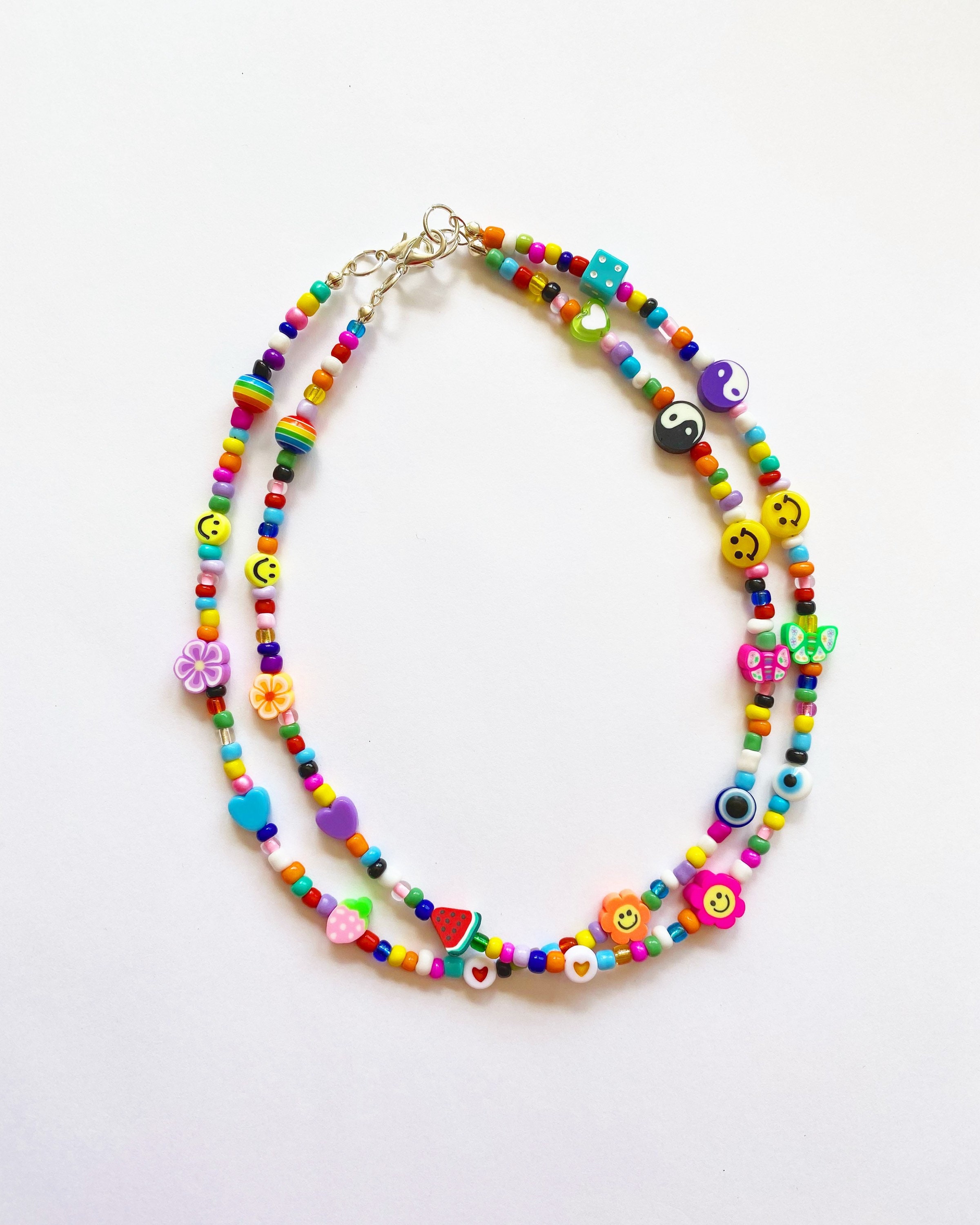 Handmade 90s Y2K Inspired Trendy Beaded Necklace Random Mismatched