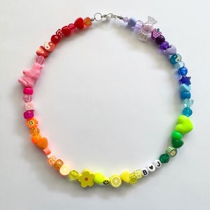 Handmade Rainbow Beaded Necklaces Beaded Necklace 90s - Etsy