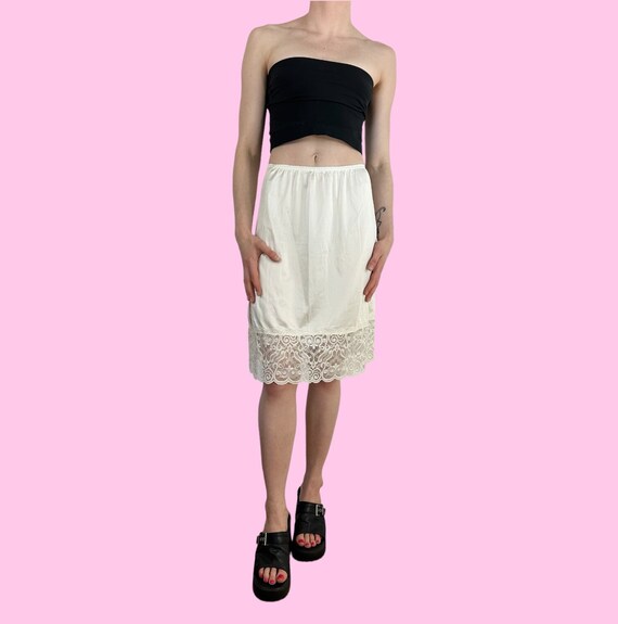 Vintage 80s Cabernet Cream Lace Slip Skirt size S… - image 2