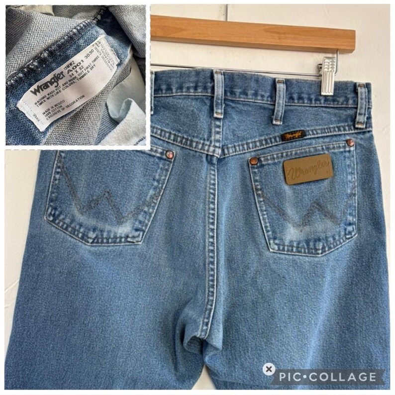 Vaqueros desgastados estilo western vintage de Wrangler, de corte holgado y lavado medio, tallas 30-32 imagen 7