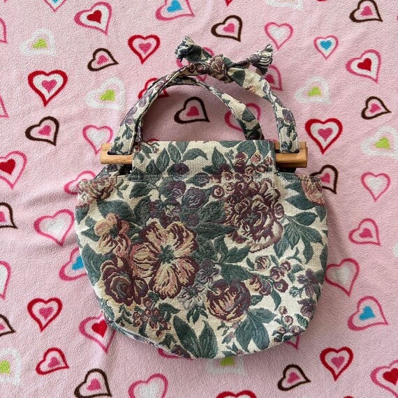 Vintage Floral Tapestry Cottage Core Purse - image 4