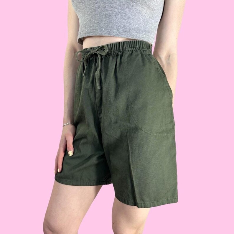 Vintage 90s Dark Green Shorts Size Medium image 3