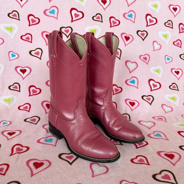 Vintage 90s Laredo Pink Leather Western Cowgirl Boots  Women’s Size 6.5 6 1/2