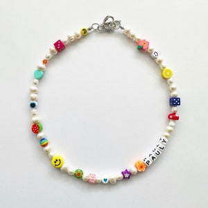 Handmade Customizable Beaded Necklaces, Beaded Name Necklace, Unisex Beaded Necklace, Personalized Necklace, Freshwater Pearl Necklace