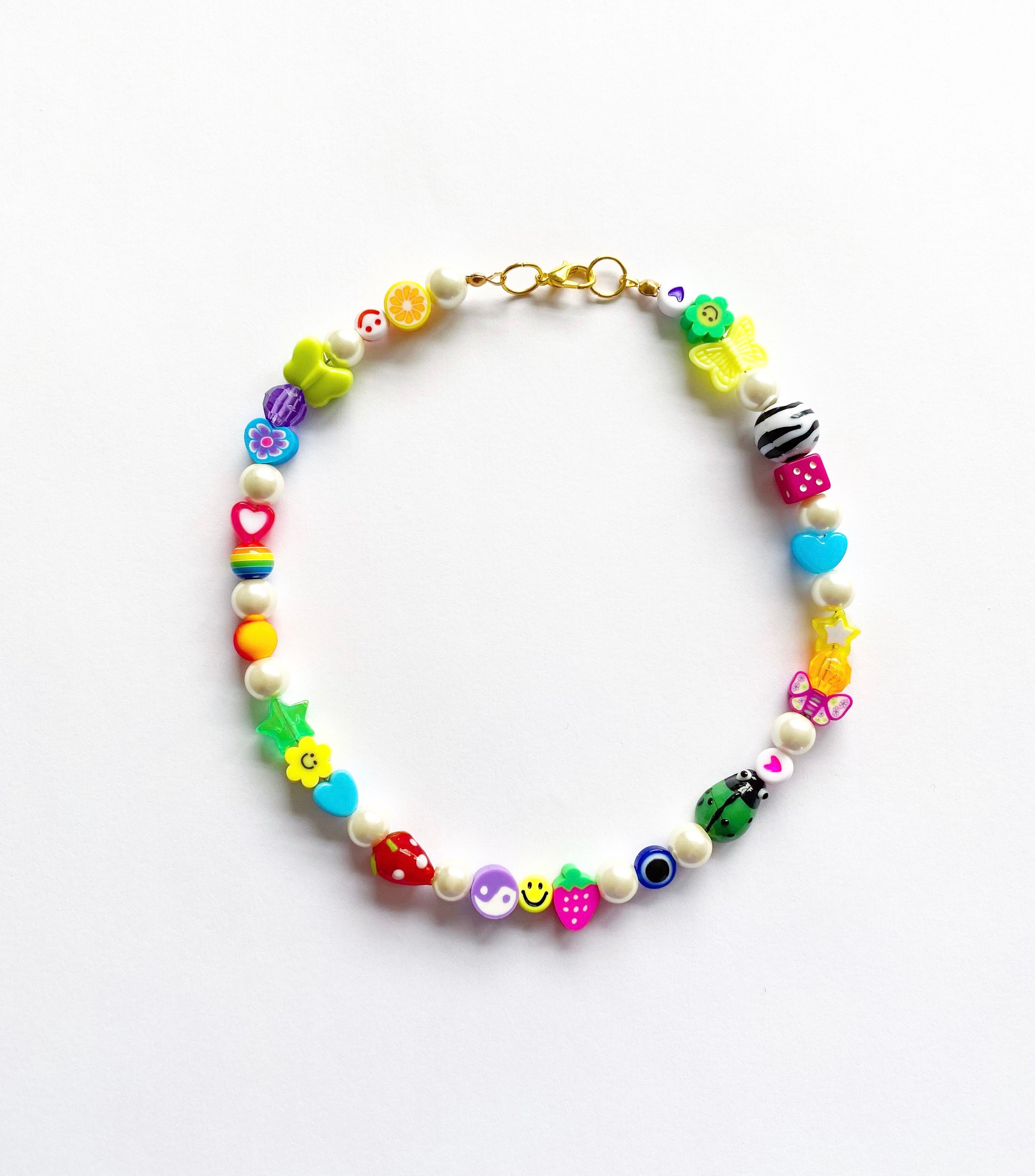 Handmade Colorful Beaded Necklaces Y2K Beaded Necklace Cute - Etsy