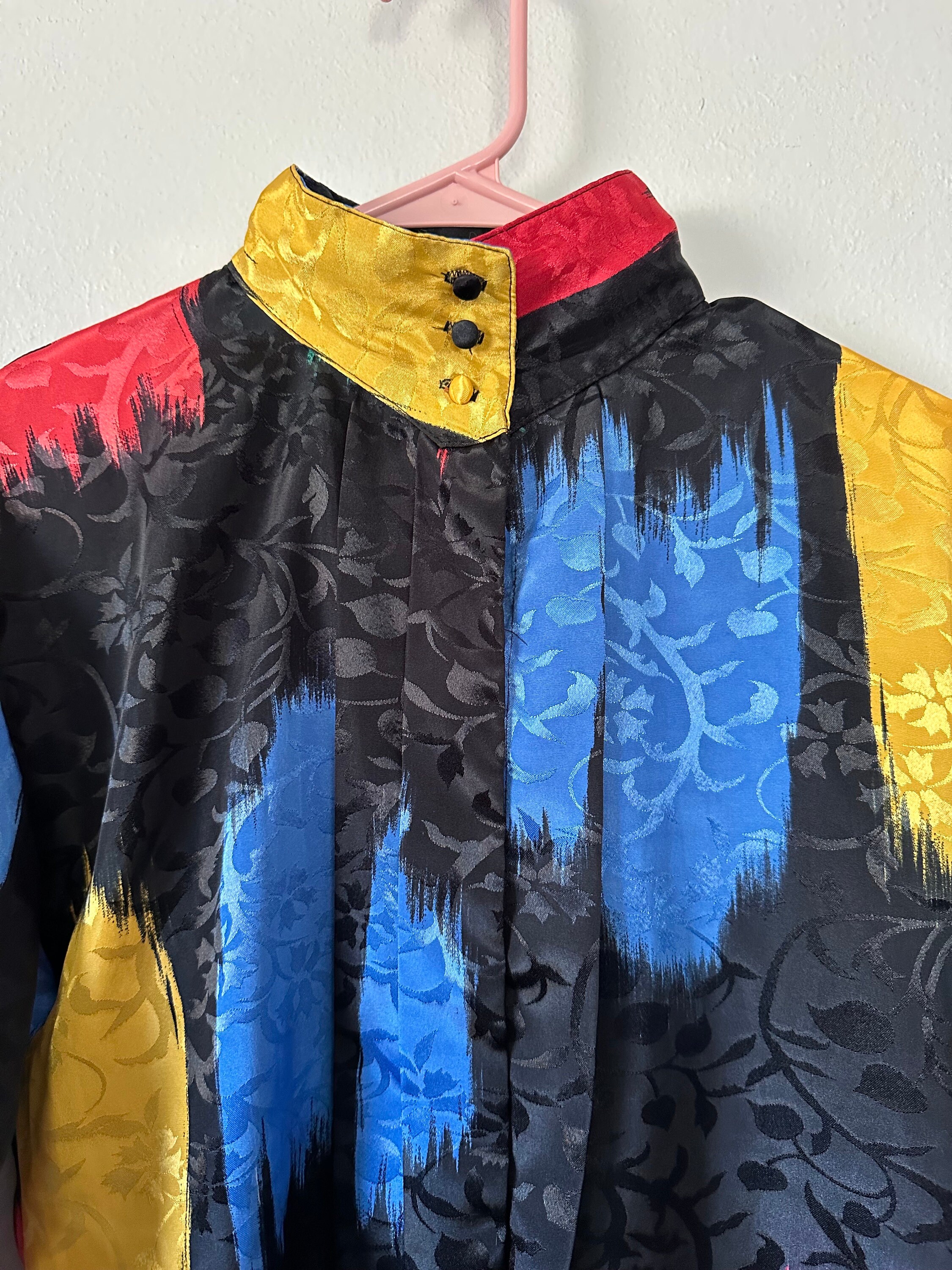 Vintage Primary Color Abstract Button up Blouse Shirt Size Small - Etsy