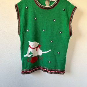 Vintage 90s Cat Novelty Sweater Vest Size Large