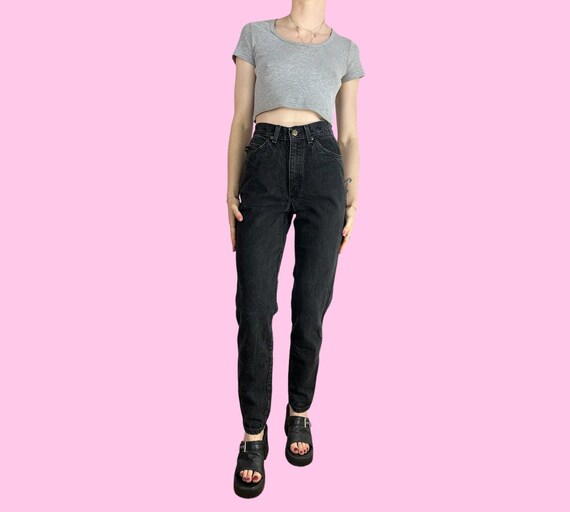 Vintage 90s Chic Black Mom Jeans W23 W24 XXS - image 2