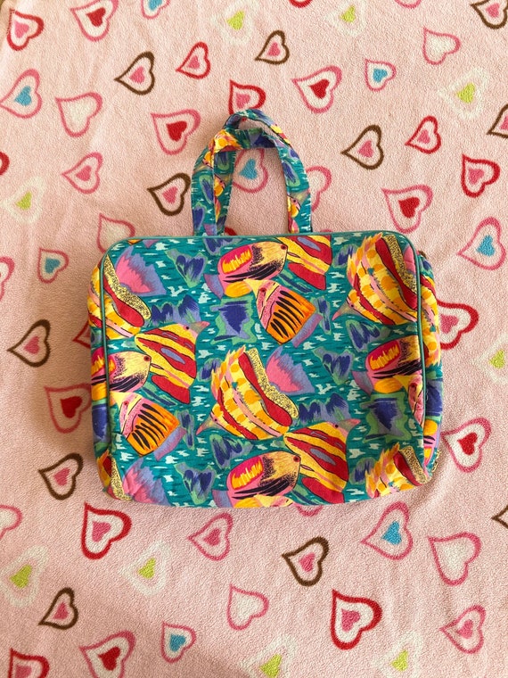 Vintage 80s 1980s 90s 1990s Teal Multicolor Bright
