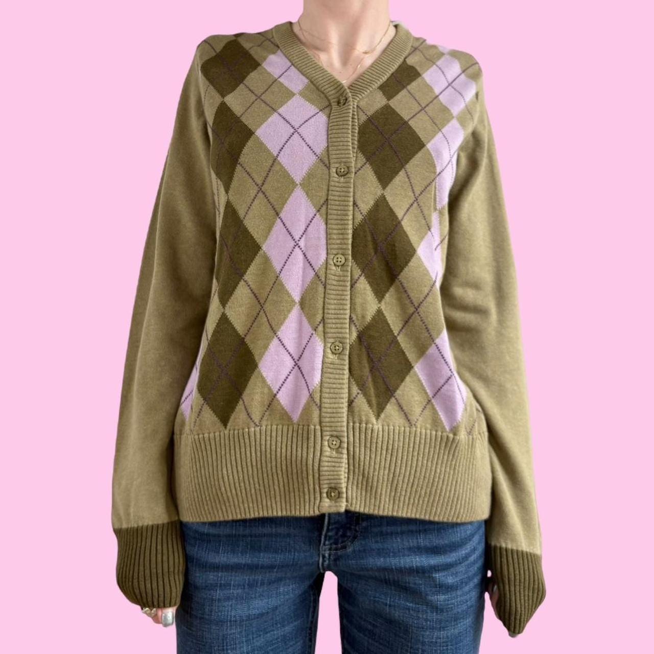 【archive】90s lame green knit cardigan Vintage 1990s Gap Green Knitted Cardigan Sweater / Vintage