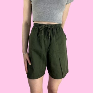 Vintage 90s Dark Green Shorts Size Medium image 1