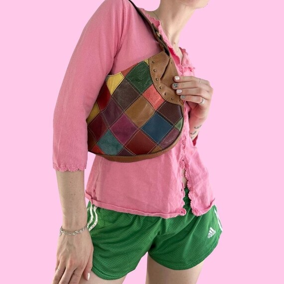 Multi coloured leather patchwork bags hotsell