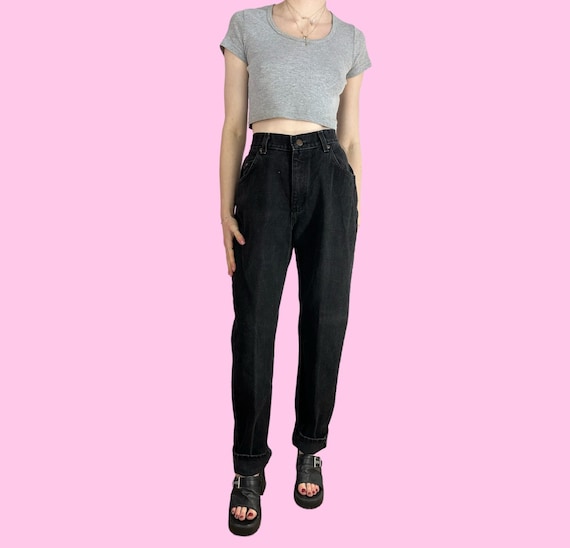 Vintage 90s Black Lee Mom Jeans W28 - image 2