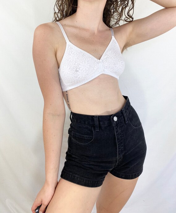 Vintage 80s 1980s 90s 1990s White Floral Print Bra