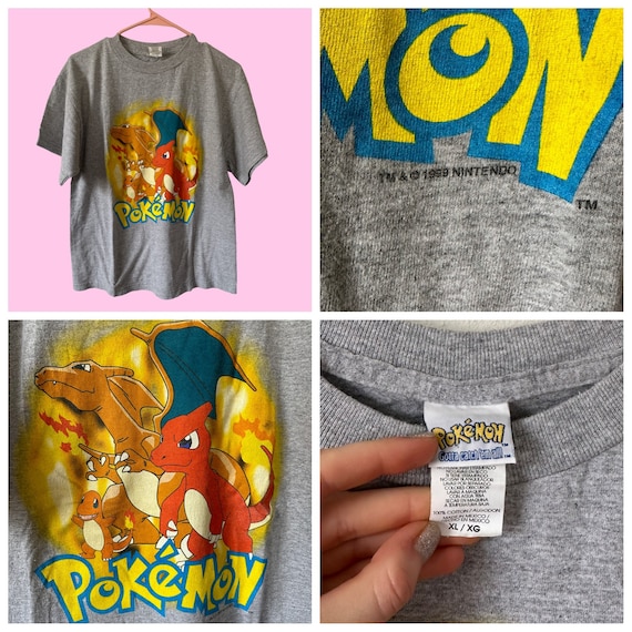Vintage 90s 1999 Nintendo Pokémon Charizard T-shirt S… - Gem