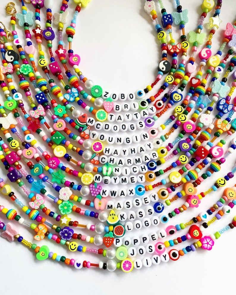 Handmade Beaded Necklace, Beaded Name Necklace, Name Necklace, Personalized Necklace, Beaded Choker, Rainbow Necklace, Custom Necklace image 7