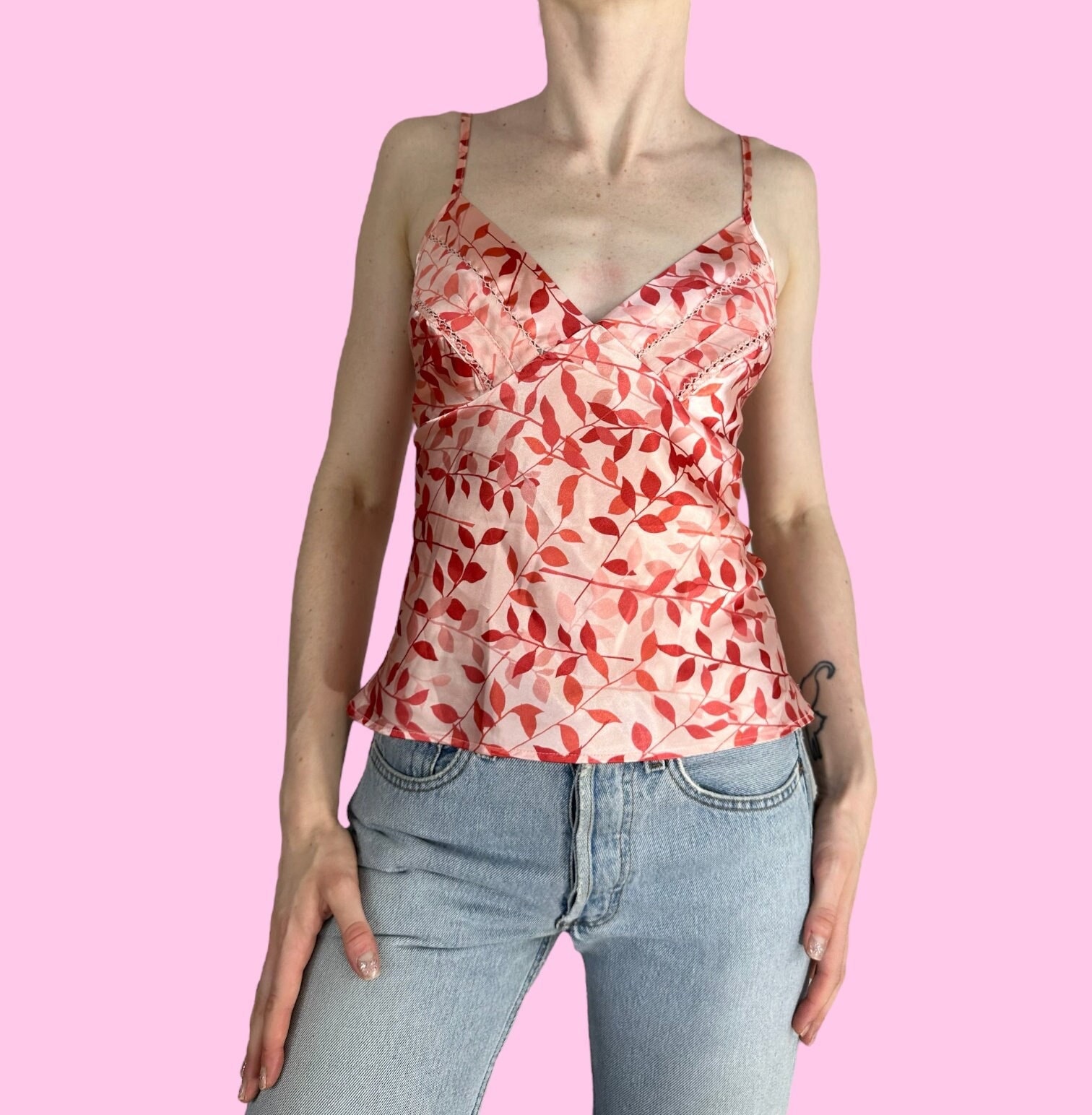 Louis Vuitton Women's Floral Roses Flower Camisole Blouse Tank Shirt