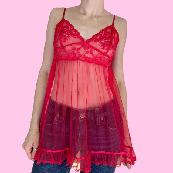 Y2K Victorias Secret Red Lace Bow Lingerie Mini Slip Dress Size Small - Etsy