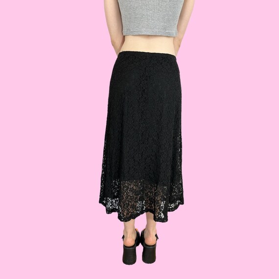 Y2K Black Crochet Lace Low Rise Fairy Grunge Maxi… - image 3