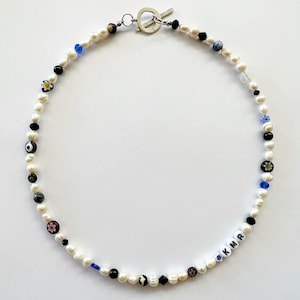 Handmade Beaded Necklaces, Dark Pearl Necklace, Unisex Beaded Necklace, Mens Beaded Necklace, Freshwater Pearl Necklace