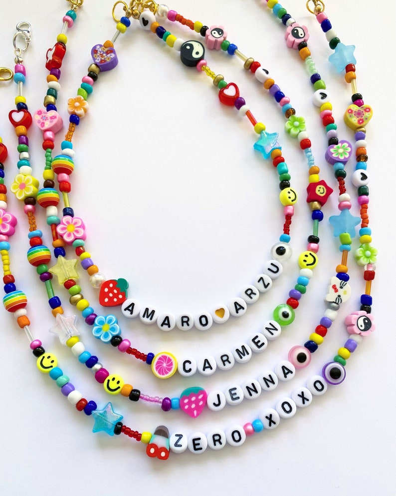 Handmade Beaded Necklace Beaded Name Necklace Name Necklace Etsy