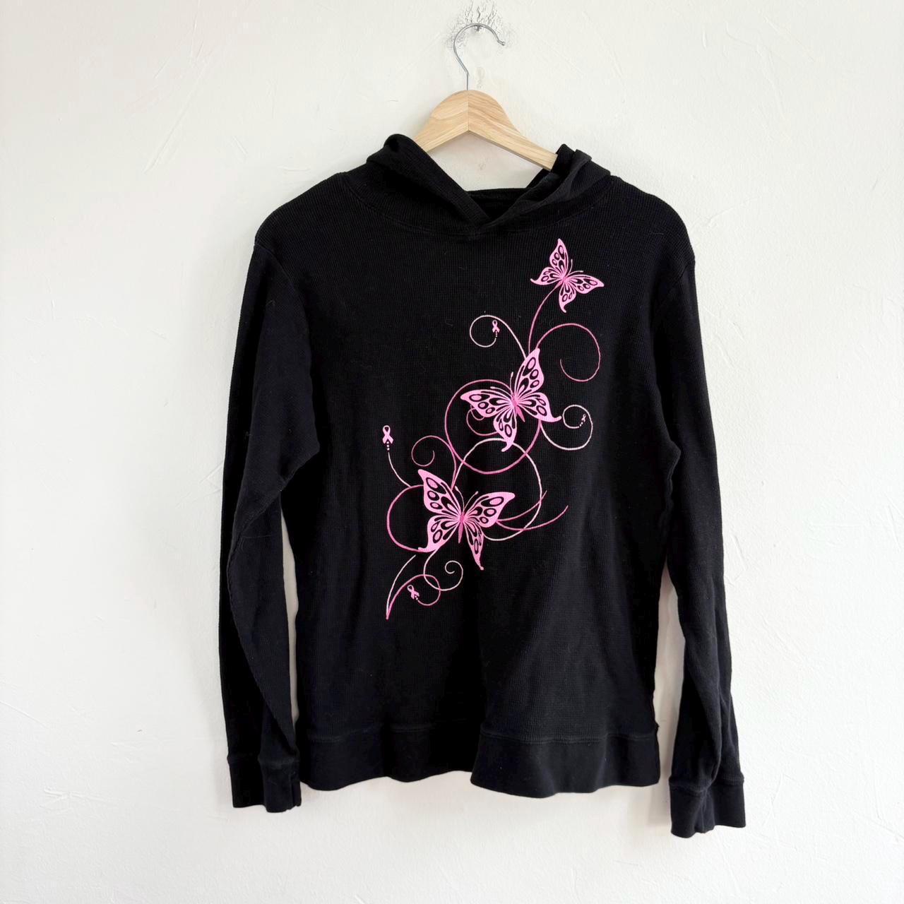 トップス Y2k 00s L.G.B. Butterfly Black LS tee Y2K Black Pink Butterfly Graphic Thermal Shirt Size Large - Etsy