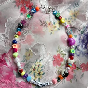 Handmade Customizable Beaded Necklaces, Beaded Name Necklace, Trendy Beaded Necklace, Personalized Necklace, Chunky Name Necklace, Yin Yang