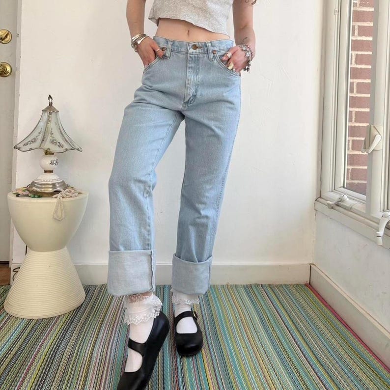 Vintage light wash western jeans by Wrangler W27/28 image 6