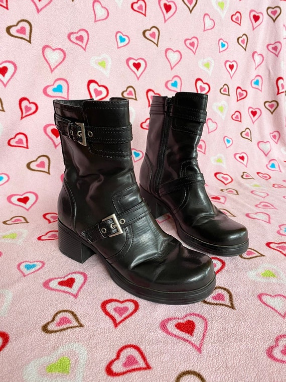 Vintage 90s 1990s Y2K 2000s Mudd Chunky Black Faux