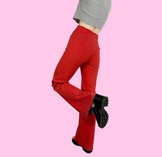 Vintage 70s Wrangler Red Bell Bottom Flare Pants … - image 1