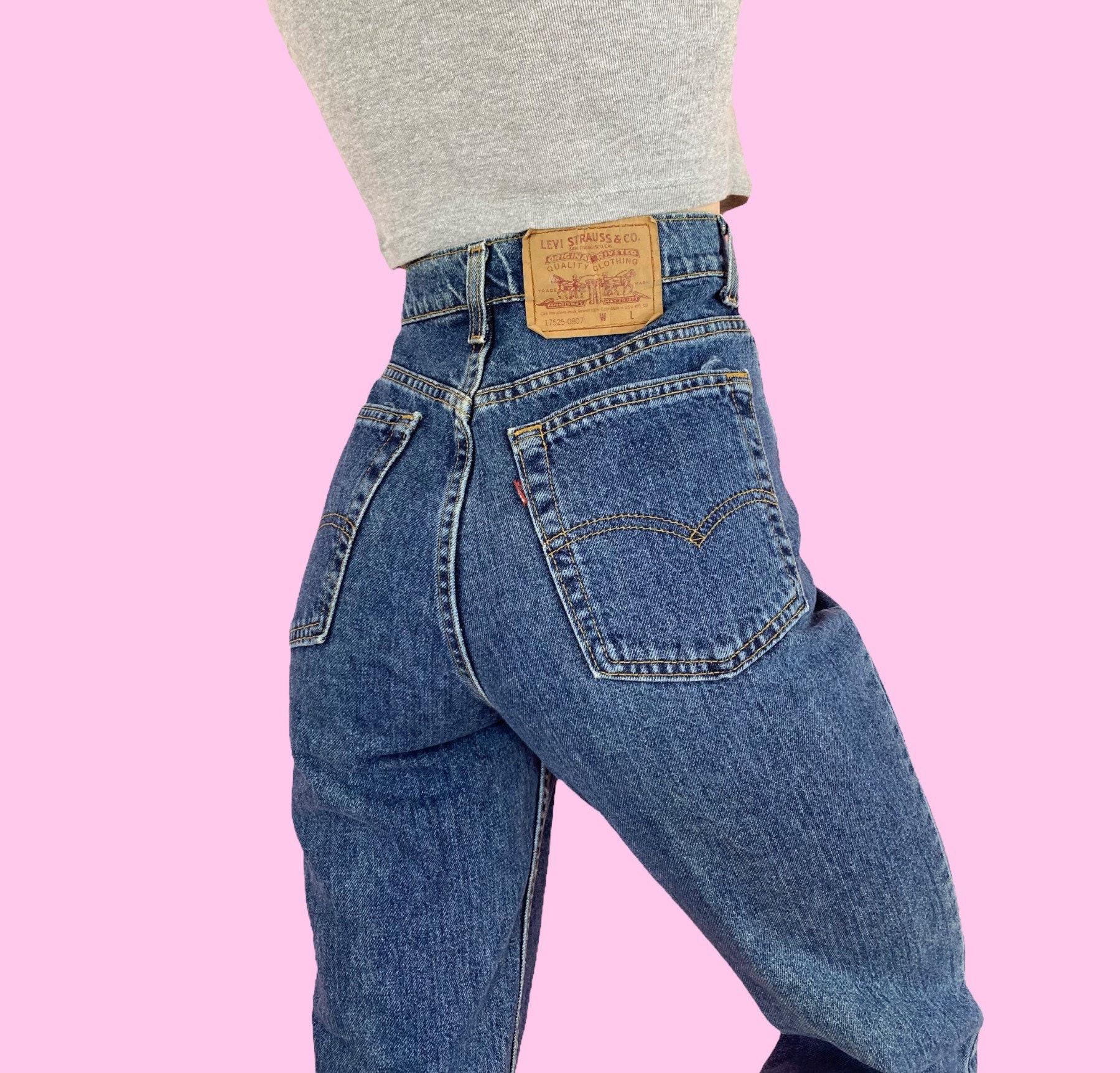 Vintage 90s Levi's 17525-0807 Dark Wash High Waist Tapered