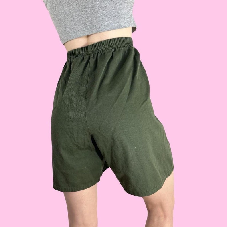 Vintage 90s Dark Green Shorts Size Medium image 2