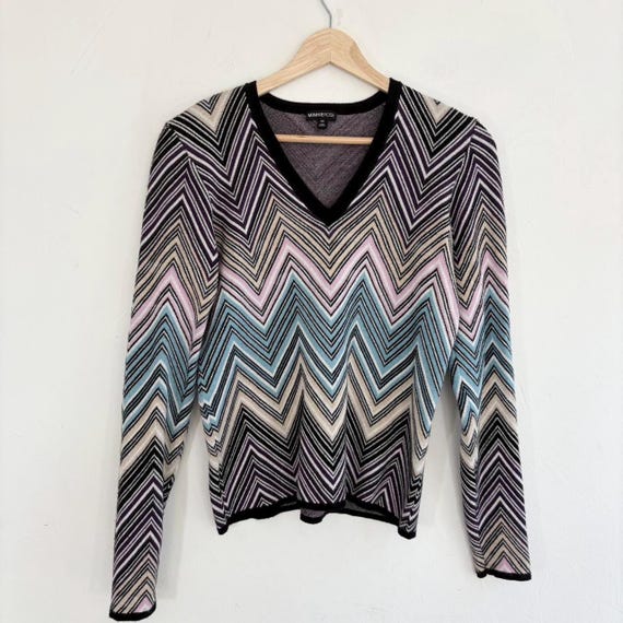 Black and multicolor zig zig chevron sweater by M… - image 1