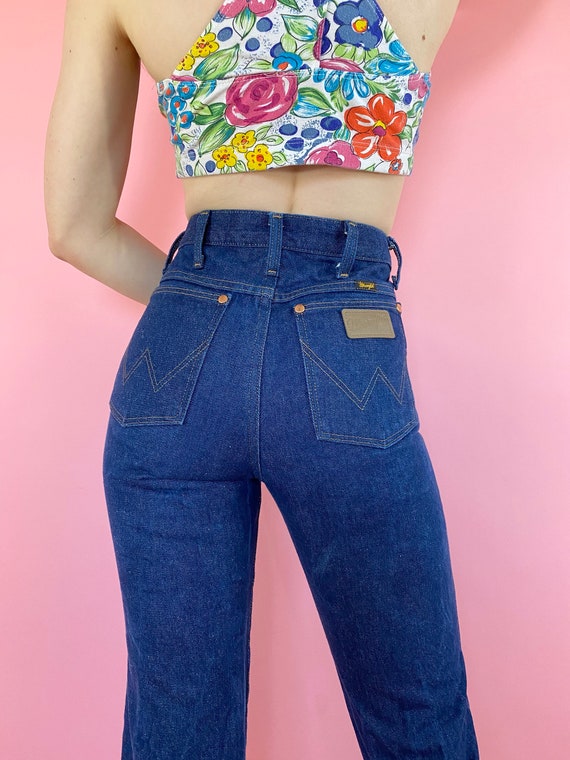 Vintage 90s 1990s Dark Blue Wash High Waist Straig