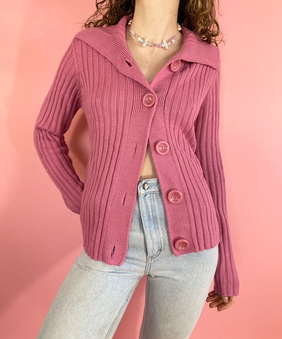 Vintage 90s 1990s Y2K 2000s Knit Ribbed Solid Prin