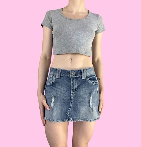 Distressed denim cheap skirt nz