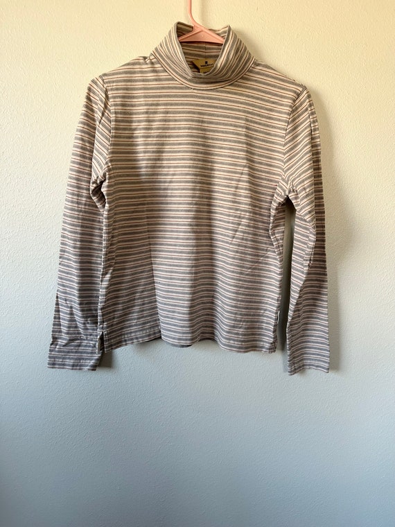 Vintage Woolrich Cream Striped Mockneck Sweater S… - image 2