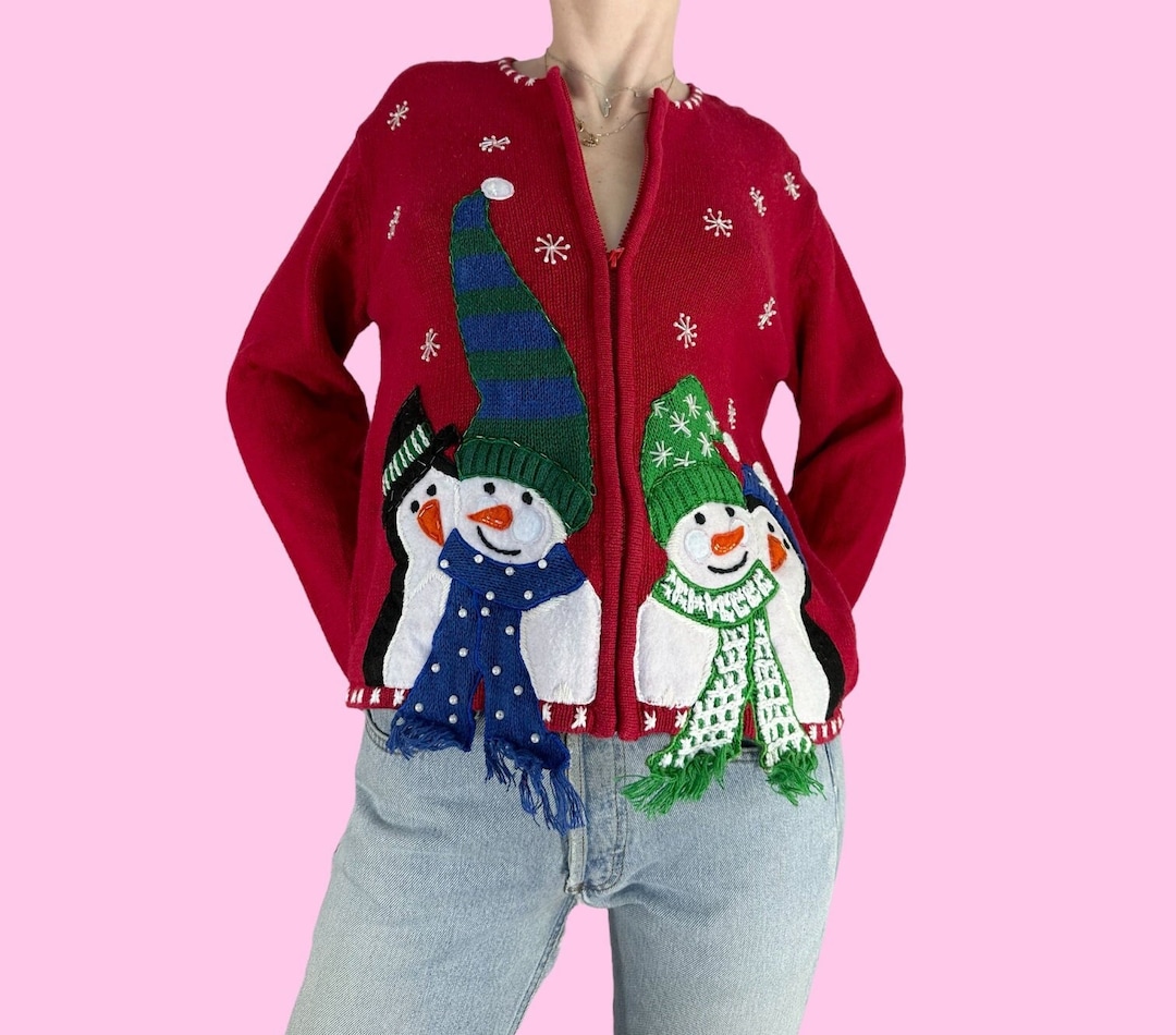 Vintage Novelty Christmas Sweater Jacket Size 16 / Large Etsy