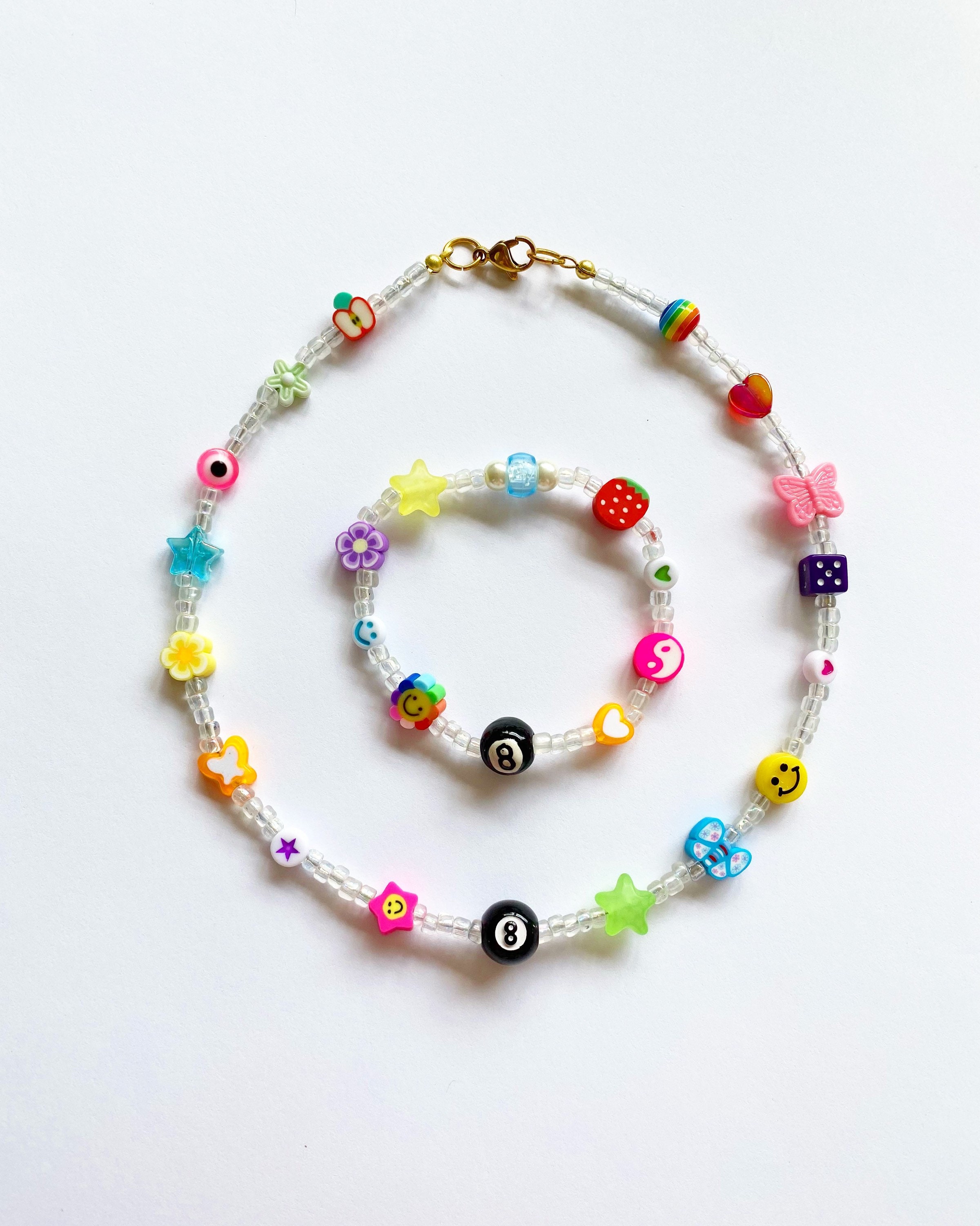 Handmade Rainbow Beaded Necklaces Beaded Necklace 90s Inspired