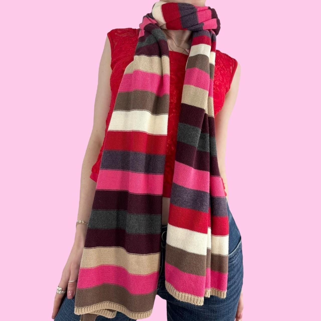 Y2K Pink Neutral Multicolor Striped Knit Scarf by Gap - Etsy