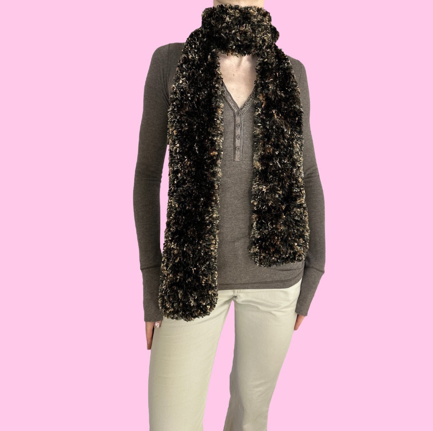 Y2K Fuzzy Brown Tan Fairy Grunge Scarf - Etsy