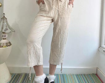 Y2K cream linen blend capris size small
